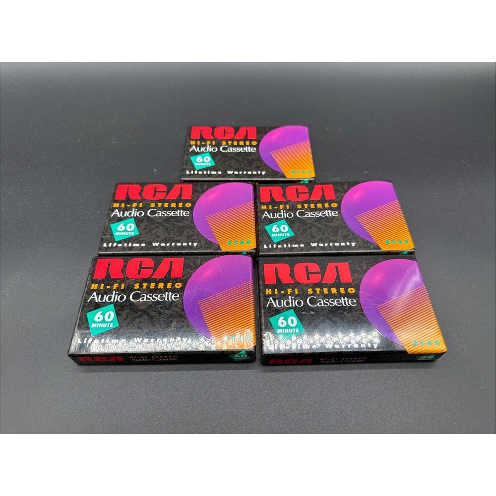 New Sealed Lot of 5 RCA HI-FI RC60 Stereo Blank Audio 60 Minute Cassette Tapes